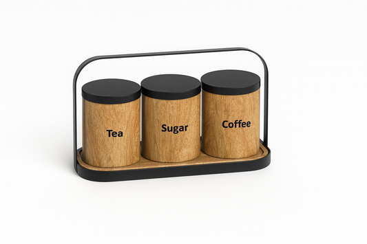 Triple Jar Set with Wooden Tray - Awishkart.com