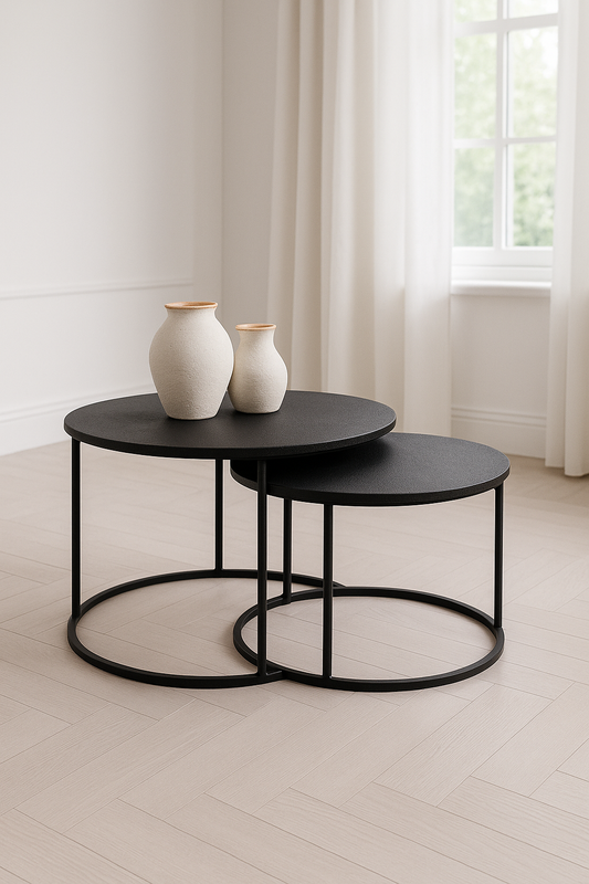 Round Nested Table Set Of — Black Matt - Awishkart.com